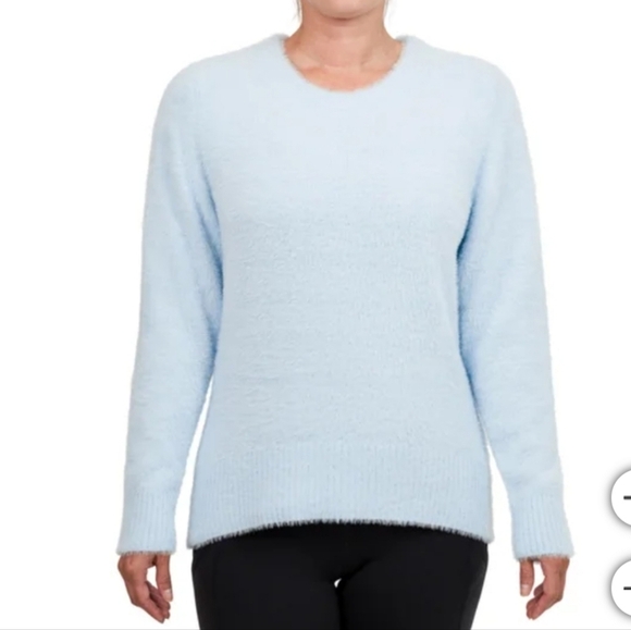 Bleu Gray Eyelash Sweater Women's Small Blue Solid Cozy Crewneck Top - Picture 10 of 13